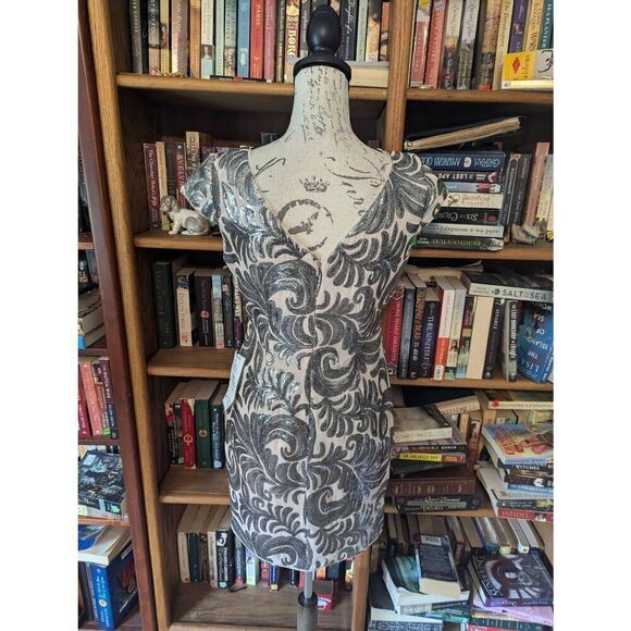 Adrianna Papell NWT Blush Pink Cap Sleeve Silver Sequin Cocktail Dress Size 6 - Picture 3 of 7